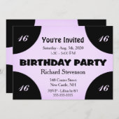 Lila Modern Birthday Uitnodiging (Voorkant / Achterkant)