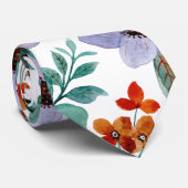 Lila modern Floral Waterverf Patroon Stropdas (Opgerold)