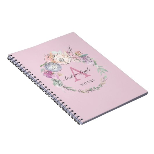 Lila monogram graan notitieboek (Rechterzijde)