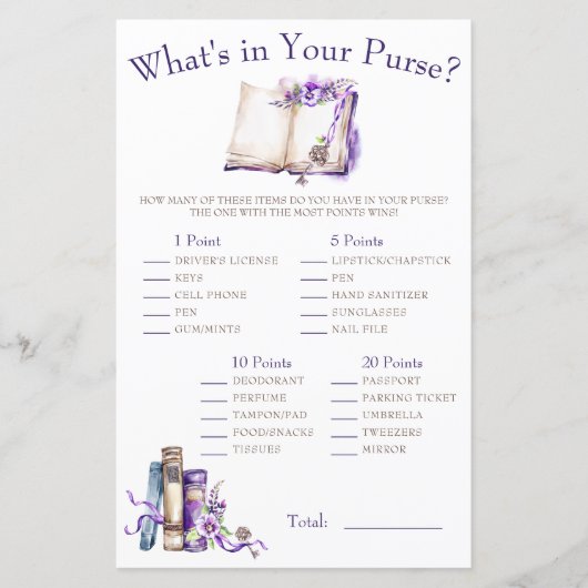 Lila Nieuw Hoofdstuk Wat zit er in je tas? Game (Voorkant)