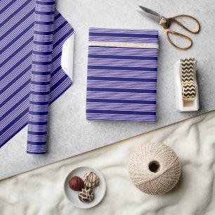 Lila paars en blauw van de marine, vijf strepen pa cadeaupapier