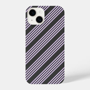 Lila paars- en houtskool vijf strepen patroon iPhone 14 hoesje