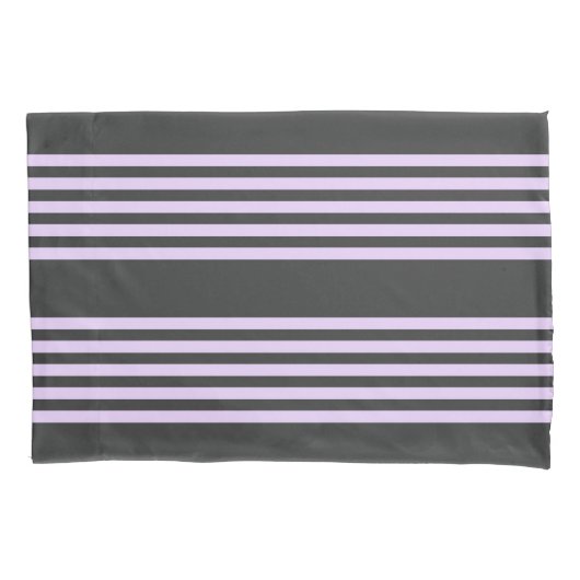 Lila paars- en houtskool vijf strepen patroon kussensloop (Voorkant)