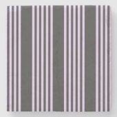 Lila paars- en houtskool vijf strepen patroon stenen onderzetter (Voorkant)