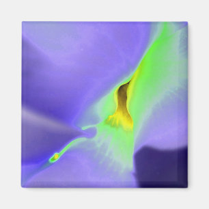 Lila Paars en Neon Green Floral Design Magnet Magneet