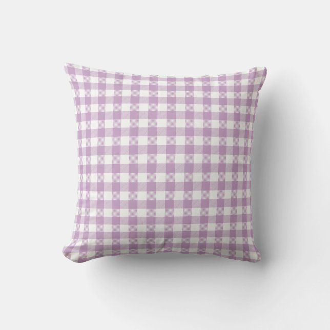 Lila Paars en White Gingham Kussen (Voorkant)