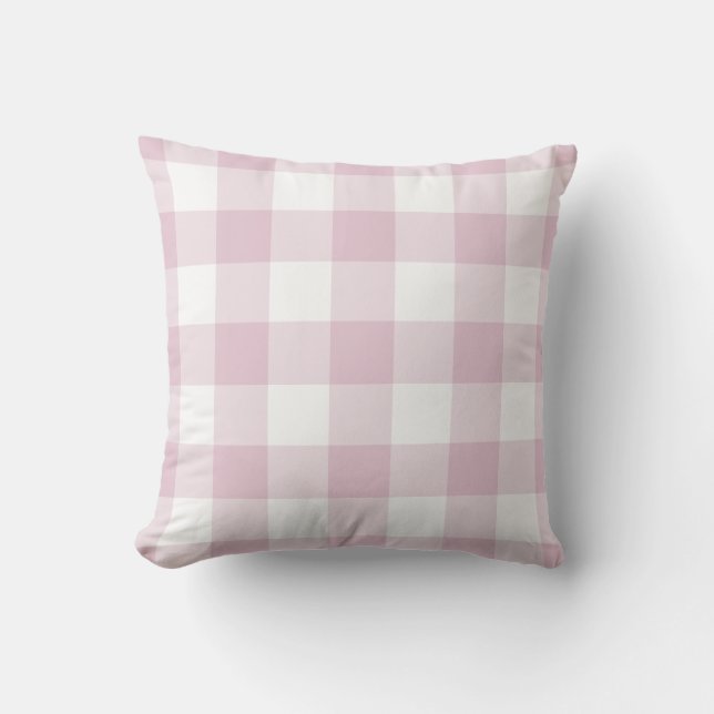 Lila Paars en wit Gingham Patroon gecheckt Buitenkussen (Voorkant)