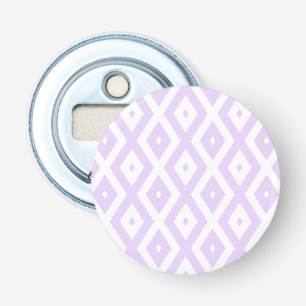 Lila paars- en witdiamantpatroon button flesopener