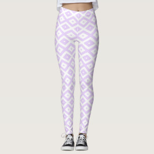 Lila paars- en witdiamantpatroon leggings