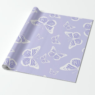 Lila Paars- en witte vlinderpatroonpatroon Cadeaupapier