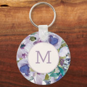 Lila Paars-mosterdblauw-Waterverf Sleutelhanger (Voorkant)