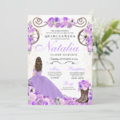 Lila Paars Ranchero Princess Dress Quinceanera Kaart (Staand voorkant)
