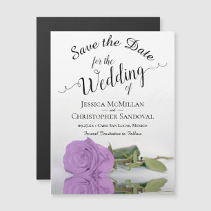 Lila Paars Roos Weddenschap Save the Date Magnet