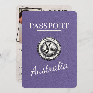 Lila Paarse Australië Paspoort Bewaar de datum Save The Date