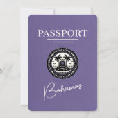 Lila Paarse Bahamas Paspoort Bewaar de datum Save The Date (Voorkant)