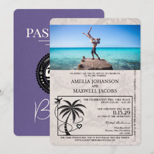 Lila Paarse Bahama's Paspoort bruiloft Kaart