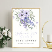 Lila paarse Bloemen baby shower Welkomstbord Poster