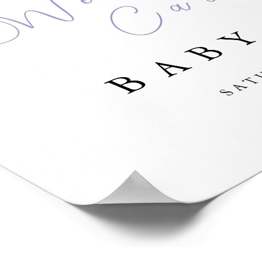 Lila paarse Bloemen baby shower Welkomstbord Poster (Hoek)