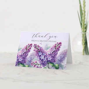 Lila Paarse Bloemen bruiloft Dank u Bedankkaart