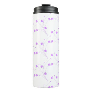 Lila paarse bloemen, kleine pasteelafdruk thermosbeker
