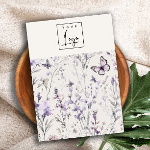 Lila Paarse Bloemen Logo Blank Sieradenhouder Visitekaartje