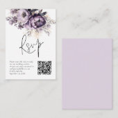 Lila Paarse Bloemen QR Code Bruiloft RSVP Kaart (Voorkant / Achterkant)