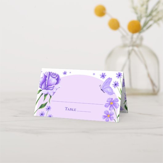 Lila Paarse Bloemen Rozen & Vlinder Quinceañera (Voorkant)