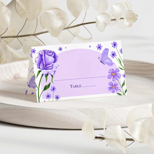 Lila Paarse Bloemen Rozen & Vlinder Quinceañera