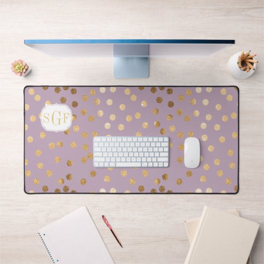 Lila Paarse en gouden Glitter Dot Patterned Bureaumat (Kantoor 1)
