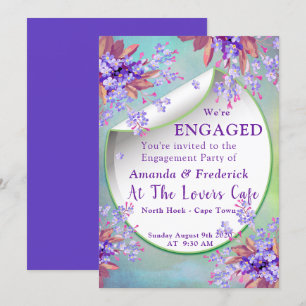 Lila Paarse Forget-me-nots Verloving Kaart