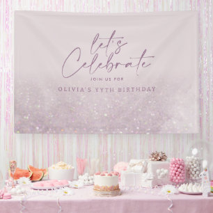 Lila paarse glitter elegant verjaardag uniek spandoek