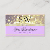  Lila Paarse Glitter Stars Initialen Visitekaartje (Voorkant)