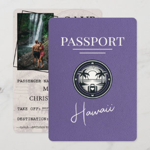 Lila Paarse Hawaii Passport Bewaar de datum Save The Date