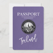 Lila Paarse Ierland Paspoort Bewaar de datum Save The Date (Voorkant)