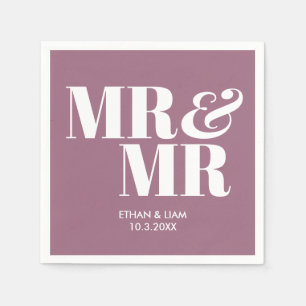 Lila Paarse MR & MR gepersonaliseerde bruiloft ser Servet
