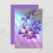 lila paarse orchidee bruiloft RSVP-respons RSVP Kaartje (Voorkant / Achterkant)