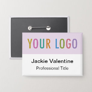 Lila Paarse Pin Back Badge met Logo Naam Button