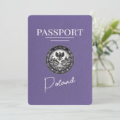 Lila Paarse Polen Paspoort Bewaar de datum Save The Date (Staand voorkant)