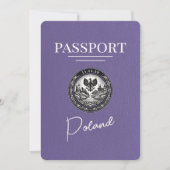 Lila Paarse Polen Paspoort Bewaar de datum Save The Date (Voorkant)