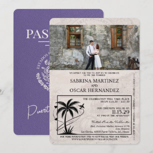 Lila Paarse Puerta Vallarta Passport bruiloft Kaart