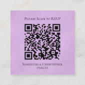 Lila Paarse Roos Elegante bruiloft RSVP QR-code Informatiekaartje (Achterkant)