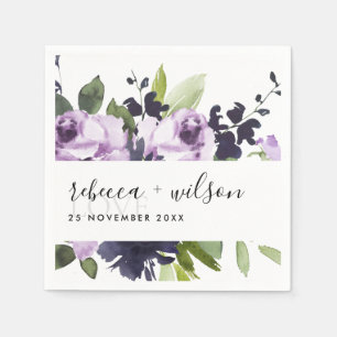 LILA PAARSE ROOS FLORAL WATERVERF LOVE WEDING SERVET