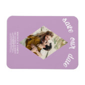 Lila Paarse Roze Fotobruiloft Sla de datum op Magneet (Horizontaal)