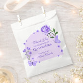 Lila Paarse Rozen & Vlinderbloemige Quinceañera Bedankzakje (Geknipt)