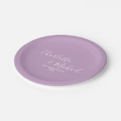Lila Paarse Script minimalistische bruiloft Papieren Bordje (Gekanteld)