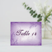  lila paarse scroll blad tafel nummer briefkaart (Staand voorkant)