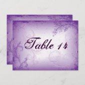  lila paarse scroll blad tafel nummer briefkaart (Voorkant / Achterkant)