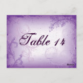  lila paarse scroll blad tafel nummer briefkaart (Achterkant)