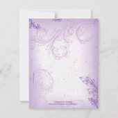  lila paarse scroll leaf bruiloft RSVP kaart (Achterkant)
