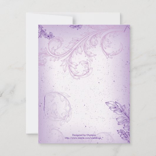  lila paarse scroll leaf bruiloft RSVP kaart (Achterkant)